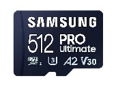 Samsung 512GB micro SD Card PRO Ultimate with Adapter , UHS-I, Read 200MB/s - Write 130MB/s, U3, V30, A2