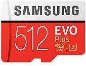 Samsung MicroSD card EVO+ series with Adapter, 512GB , Class10, UHS-1 Grade3 , Speed Read 100MB/s, Speed Write 90MB/s